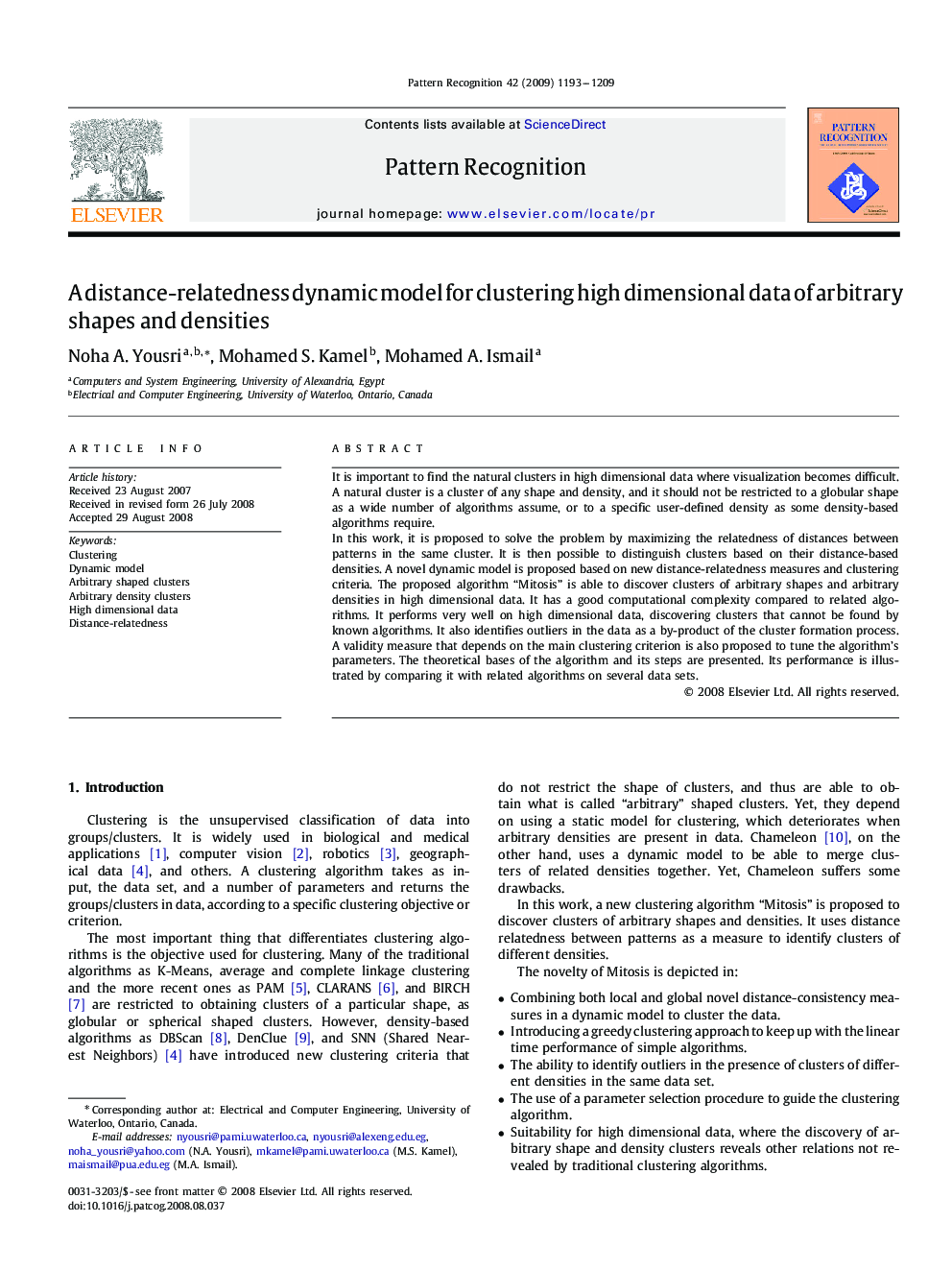 A distance-relatedness dynamic model for clustering high dimensional data of arbitrary shapes and densities