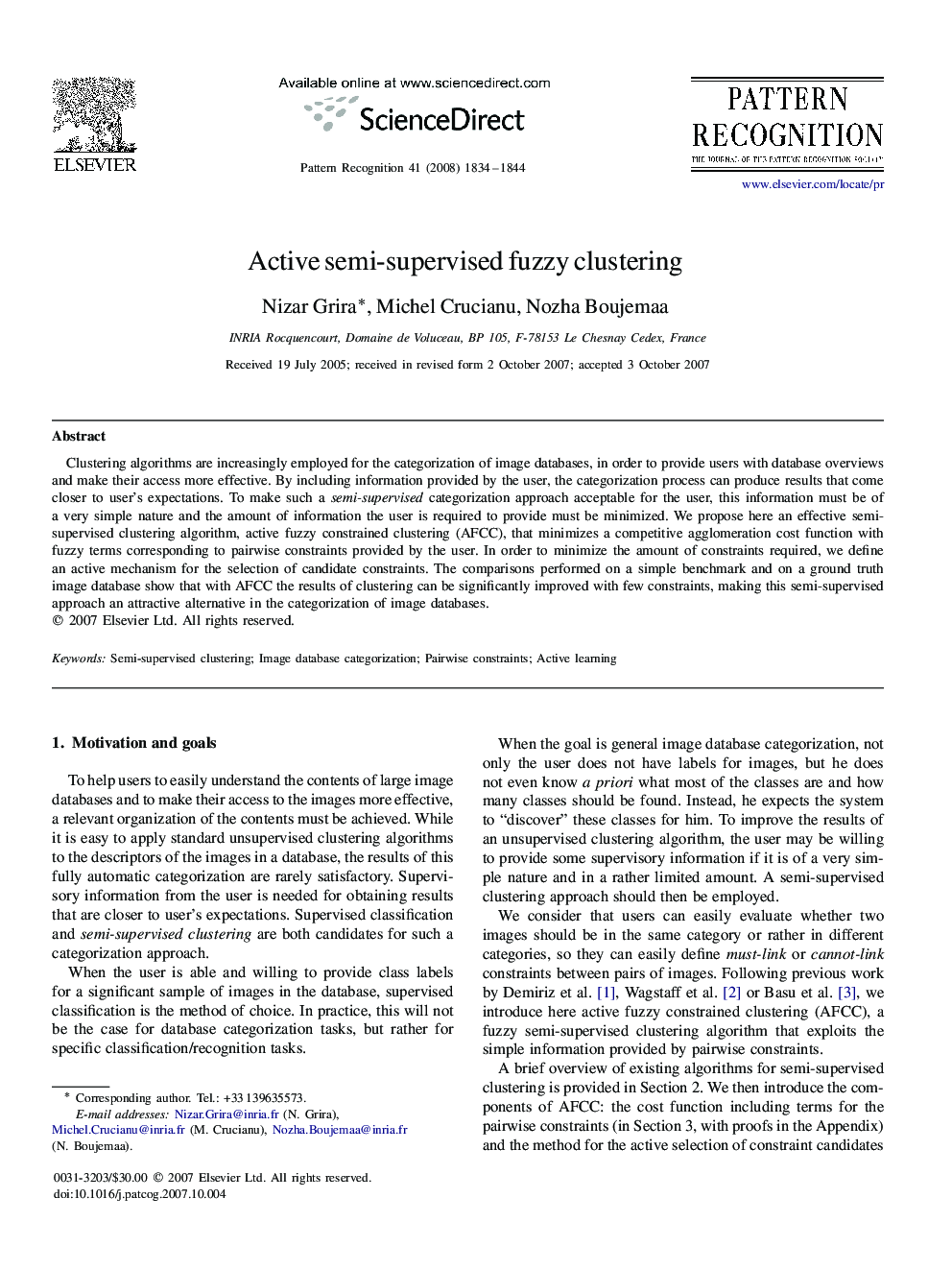 Active semi-supervised fuzzy clustering