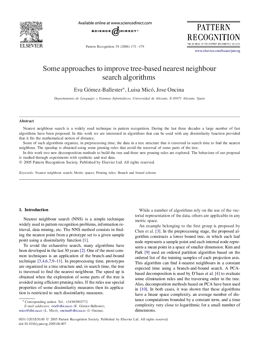 Some approaches to improve tree-based nearest neighbour search algorithms