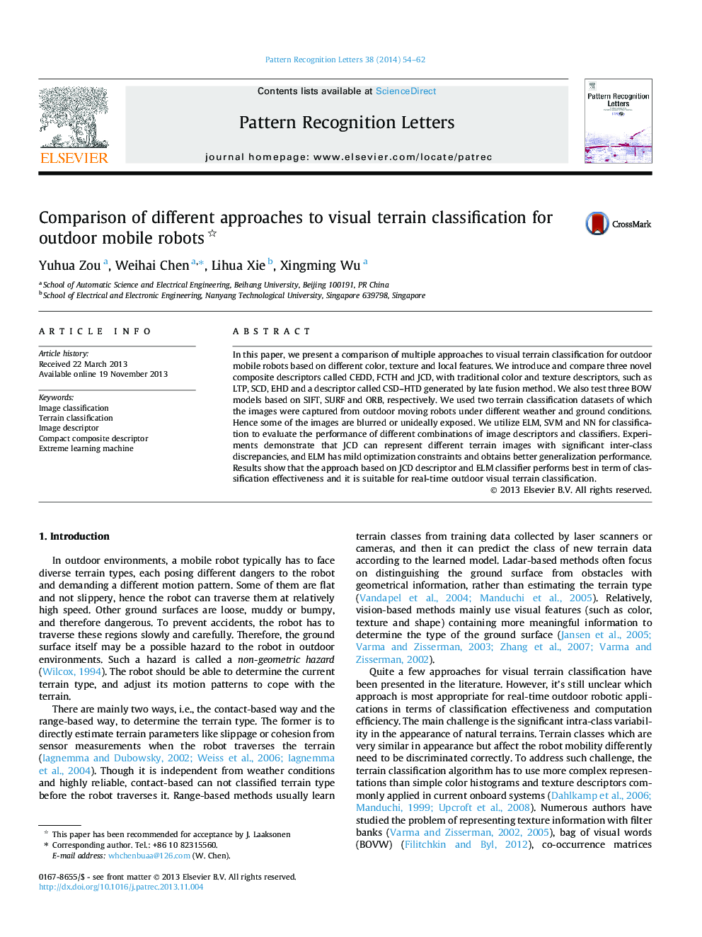 Comparison of different approaches to visual terrain classification for outdoor mobile robots 