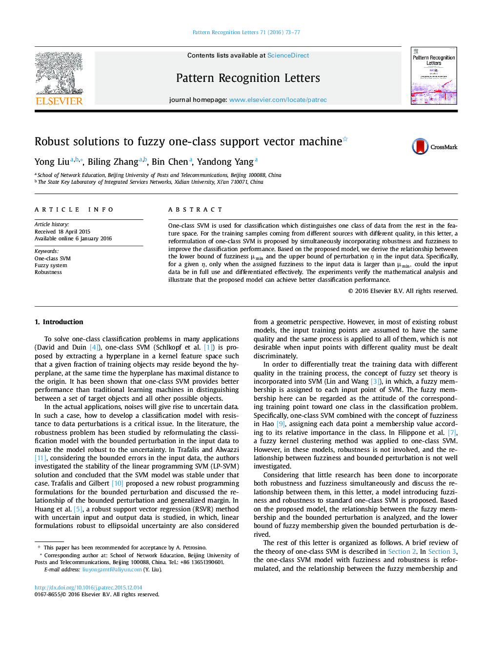 Robust solutions to fuzzy one-class support vector machine 