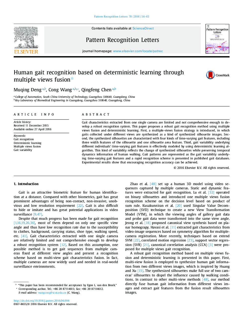 Human gait recognition based on deterministic learning through multiple views fusion 