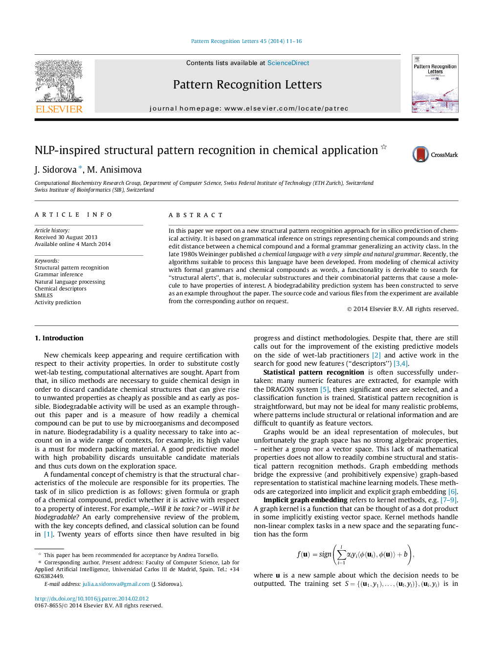 NLP-inspired structural pattern recognition in chemical application 