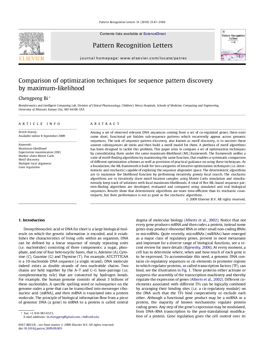 Comparison of optimization techniques for sequence pattern discovery by maximum-likelihood