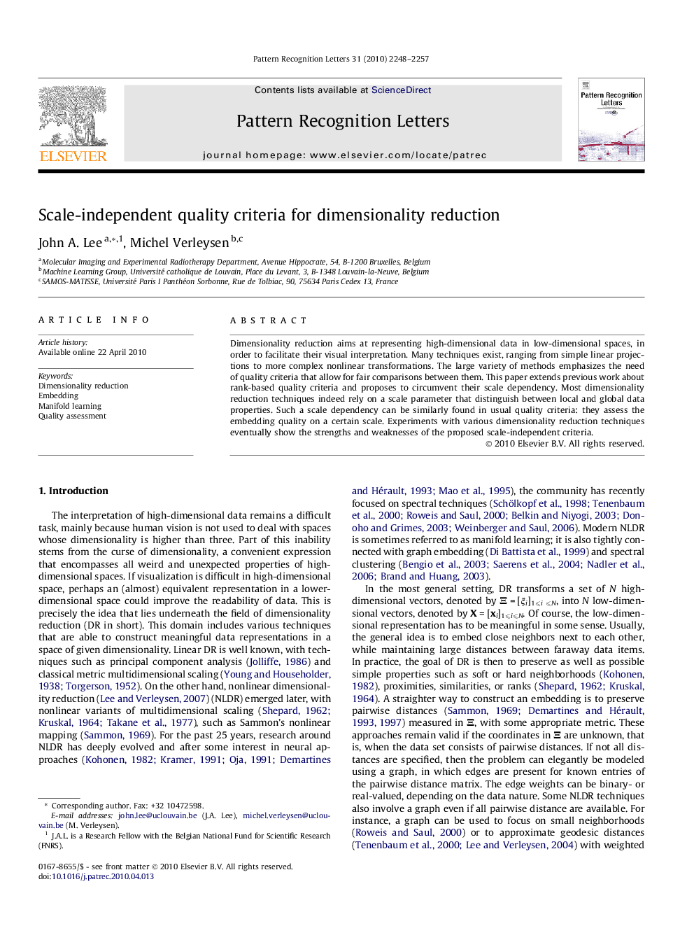 Scale-independent quality criteria for dimensionality reduction