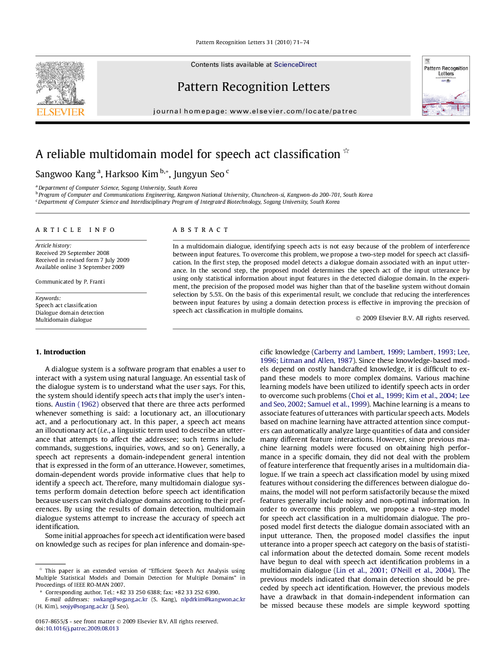 A reliable multidomain model for speech act classification 