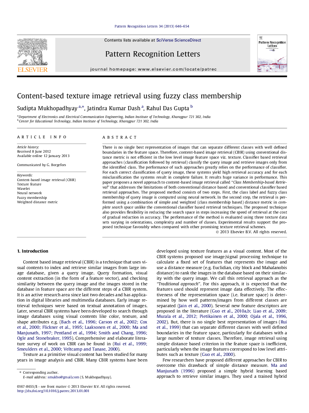 Content-based texture image retrieval using fuzzy class membership