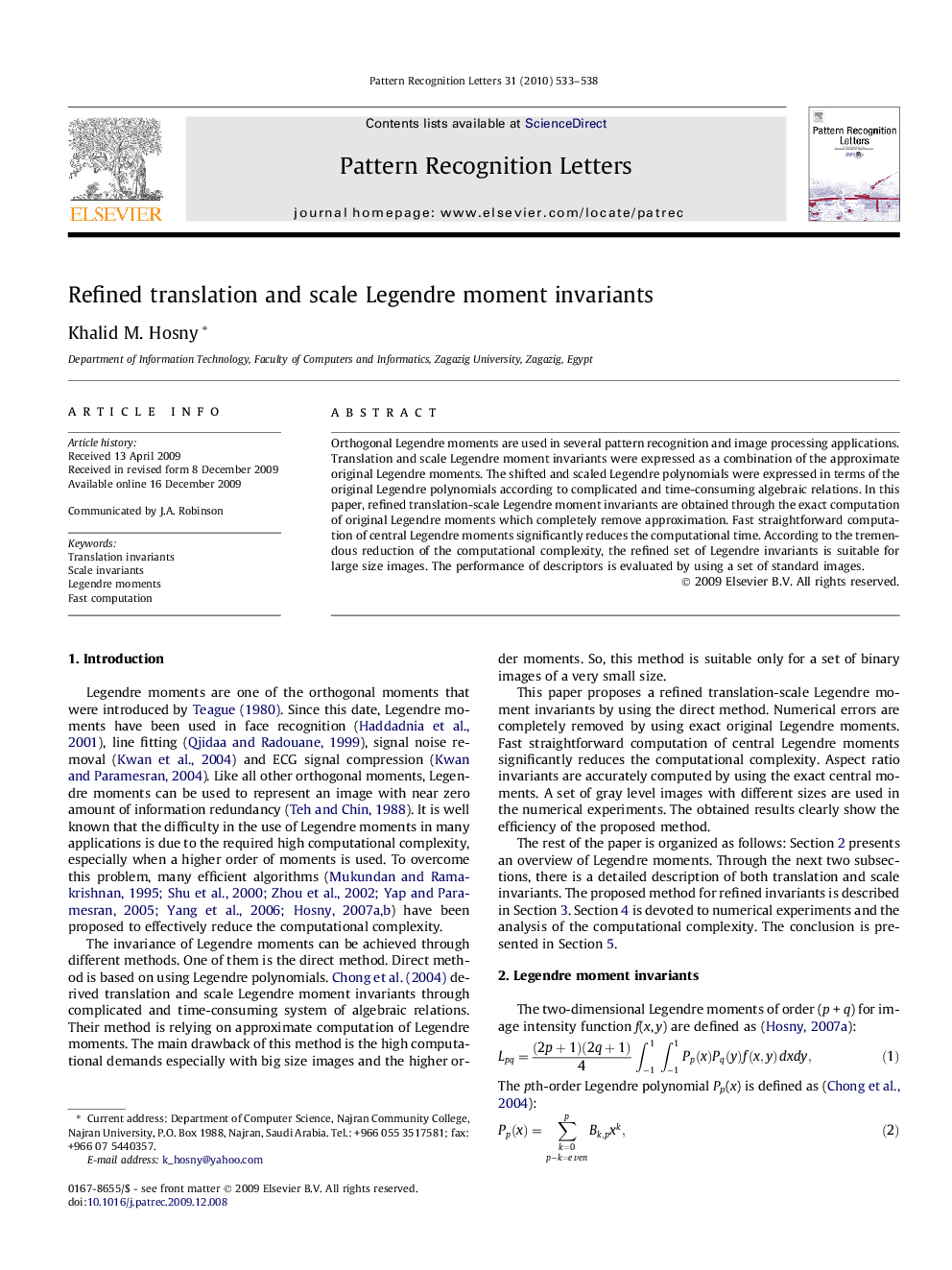 Refined translation and scale Legendre moment invariants