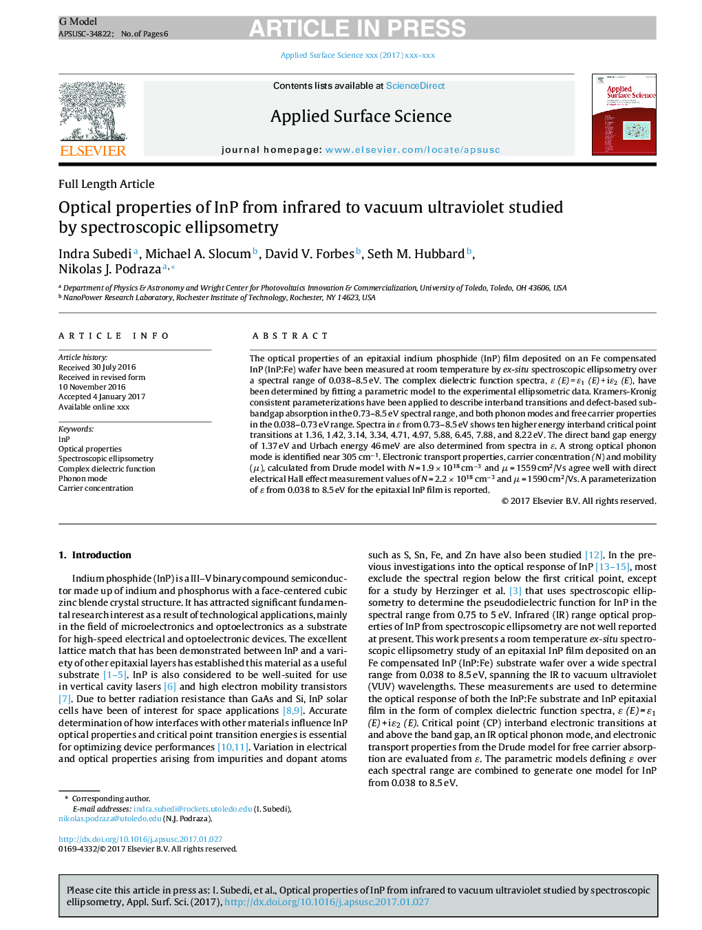 Optical properties of InP from infrared to vacuum ultraviolet studied by spectroscopic ellipsometry