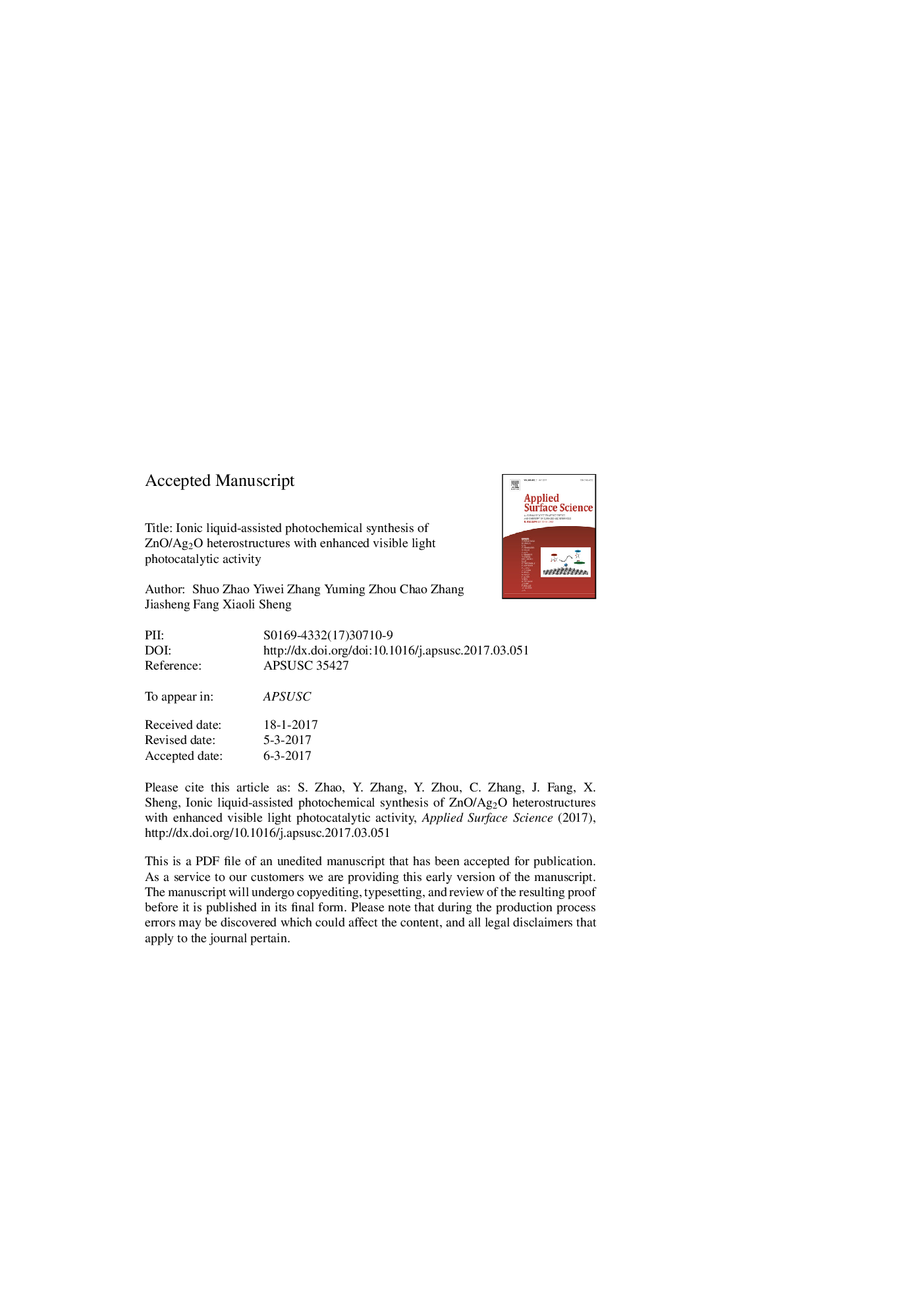 Ionic liquid-assisted photochemical synthesis of ZnO/Ag2O heterostructures with enhanced visible light photocatalytic activity