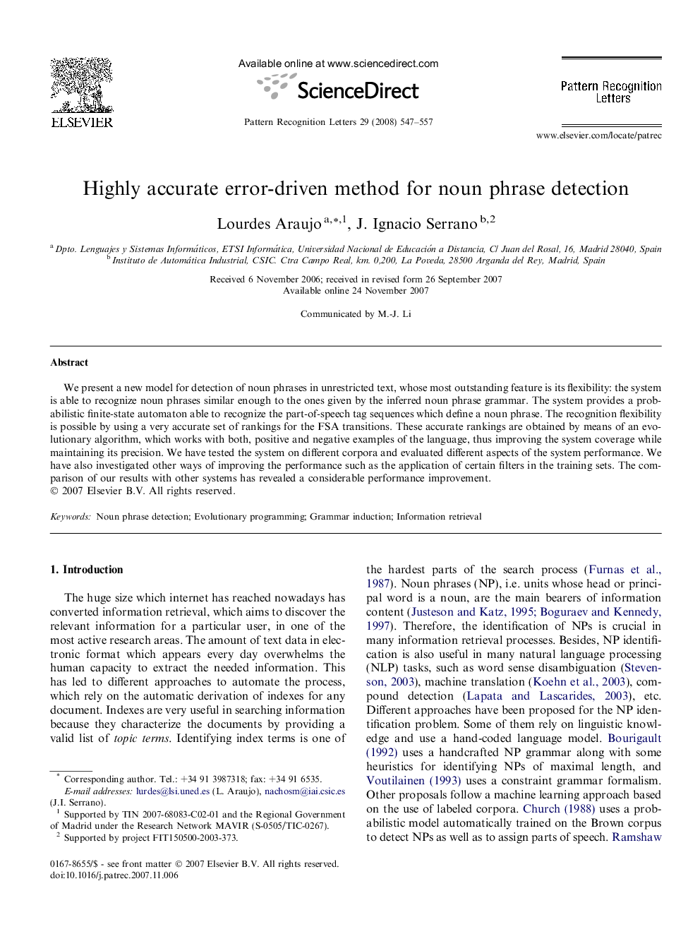 Highly accurate error-driven method for noun phrase detection