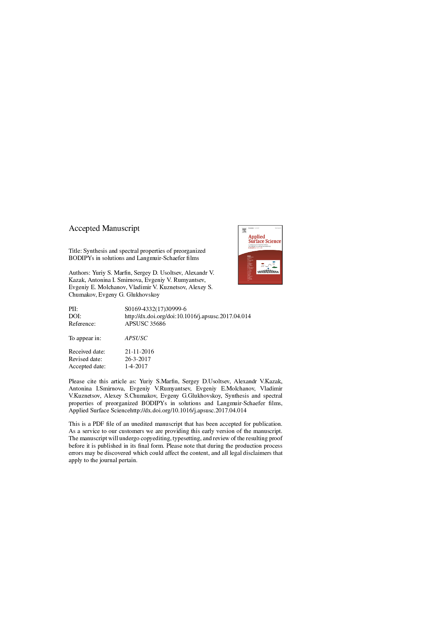 Synthesis and spectral properties of preorganized BODIPYs in solutions and Langmuir-Schaefer films