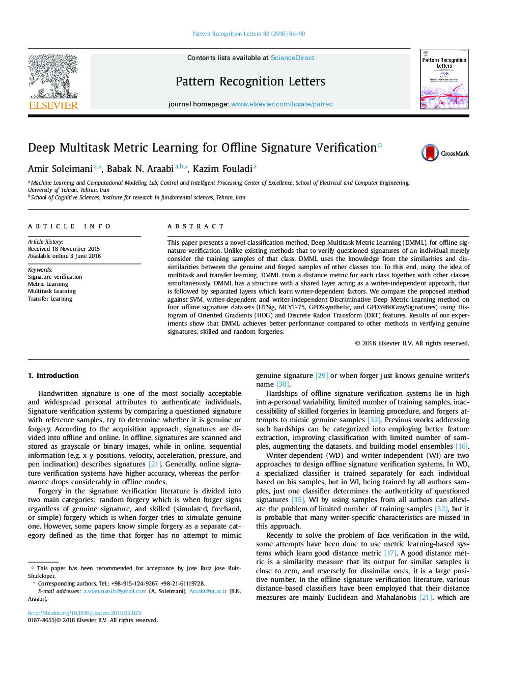 Deep Multitask Metric Learning for Offline Signature Verification 