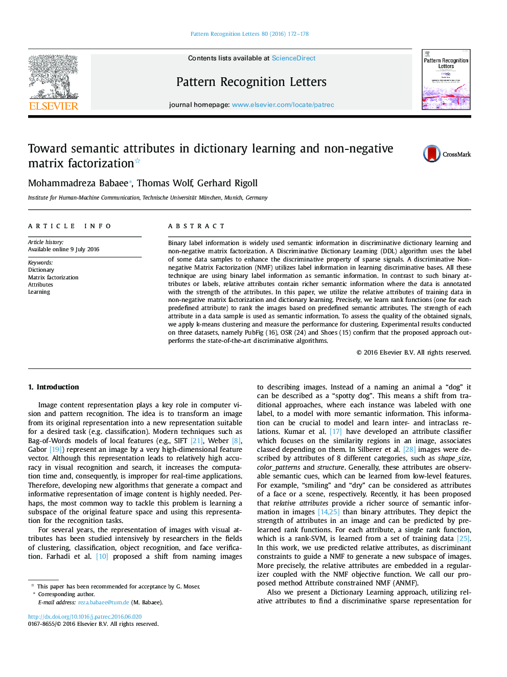 Toward semantic attributes in dictionary learning and non-negative matrix factorization 