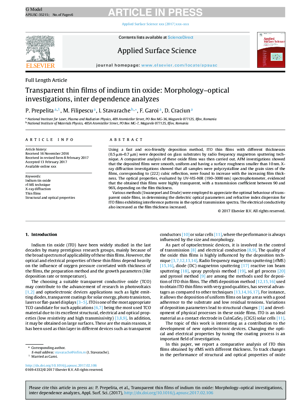 Transparent thin films of indium tin oxide: Morphology-optical investigations, inter dependence analyzes