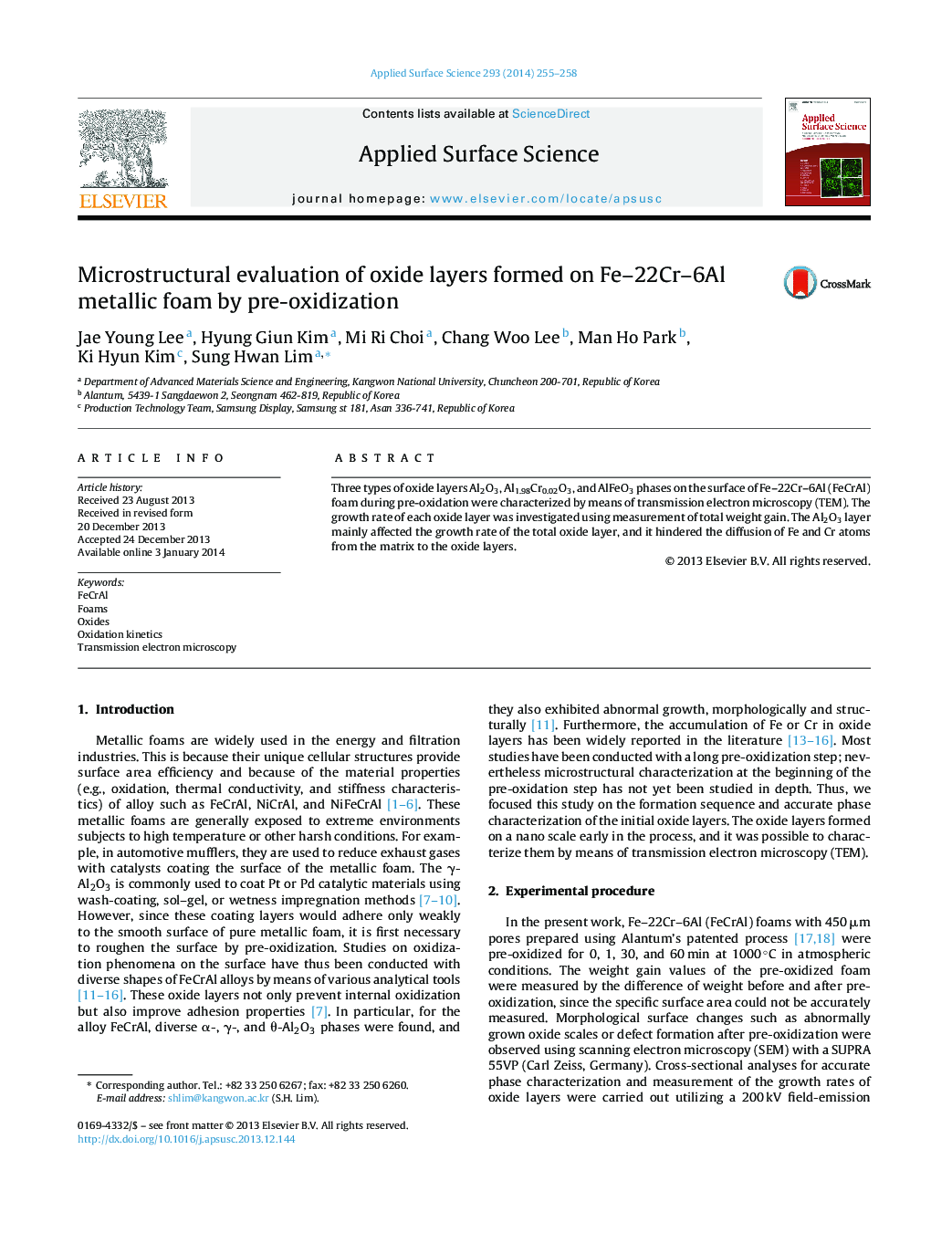 Microstructural evaluation of oxide layers formed on Fe-22Cr-6Al metallic foam by pre-oxidization