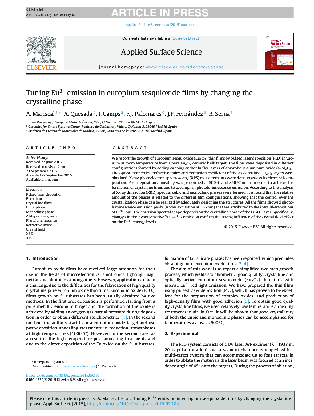 Tuning Eu3+ emission in europium sesquioxide films by changing the crystalline phase