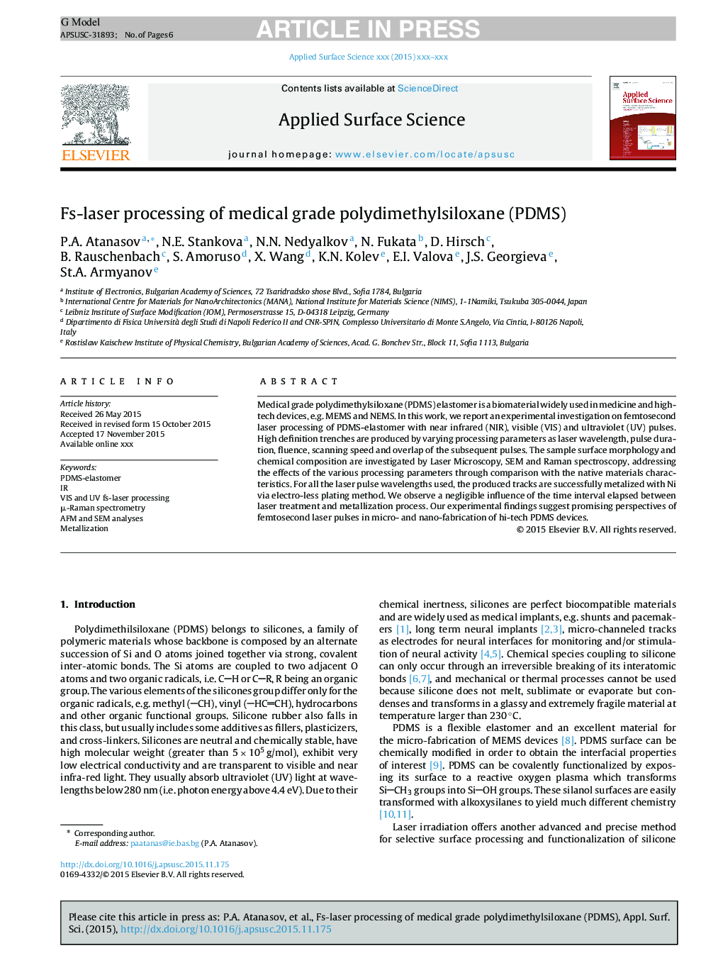 Fs-laser processing of medical grade polydimethylsiloxane (PDMS)