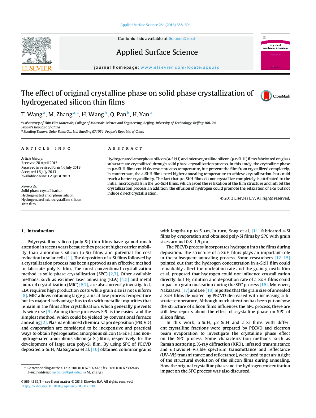 The effect of original crystalline phase on solid phase crystallization of hydrogenated silicon thin films