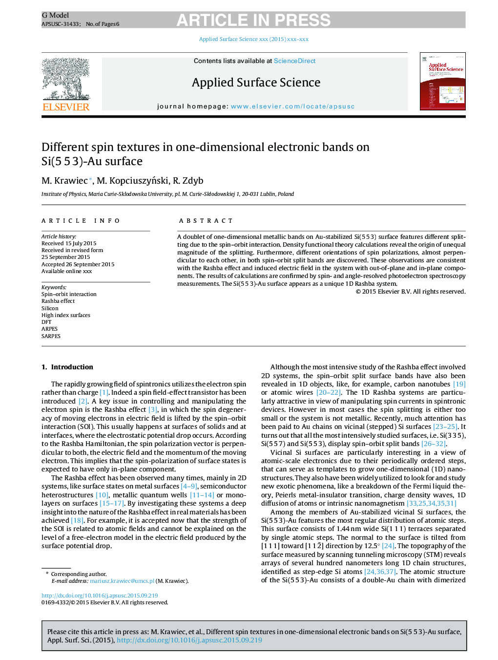 Different spin textures in one-dimensional electronic bands on Si(5Â 5Â 3)-Au surface