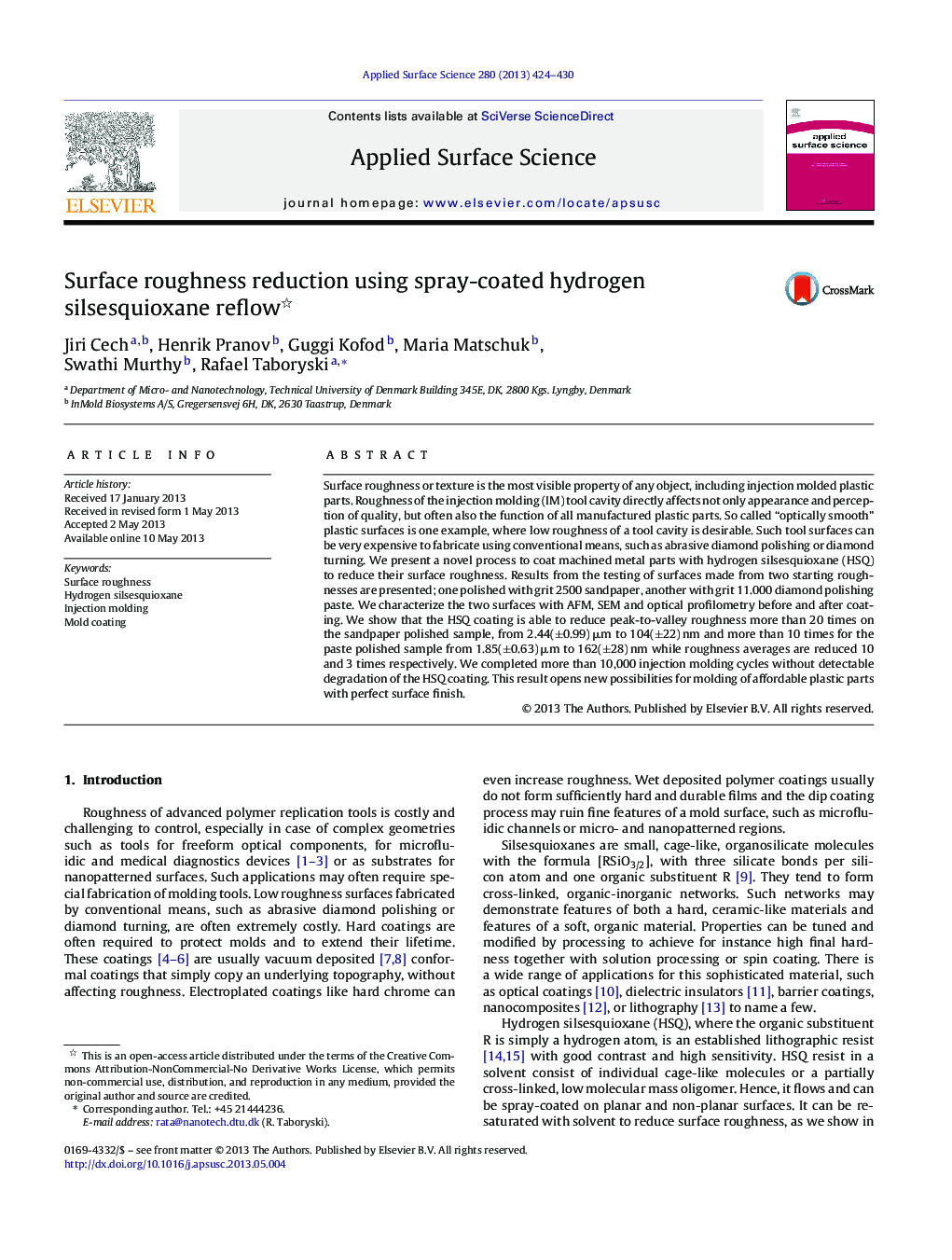 Surface roughness reduction using spray-coated hydrogen silsesquioxane reflow