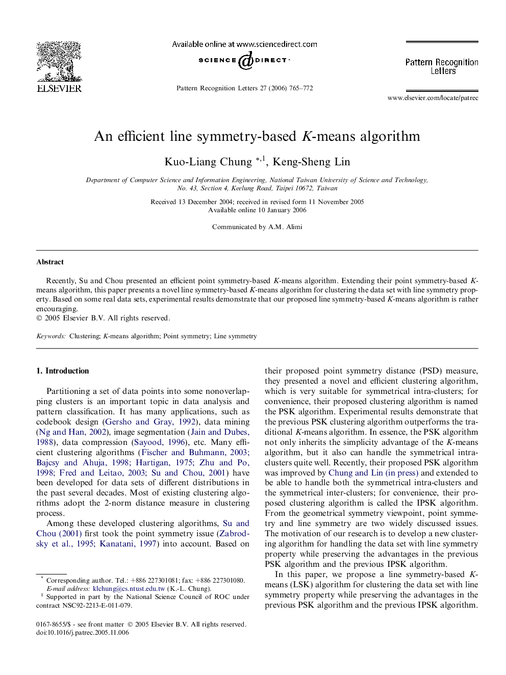 An efficient line symmetry-based K-means algorithm