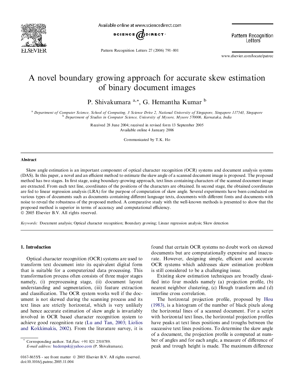 A novel boundary growing approach for accurate skew estimation of binary document images