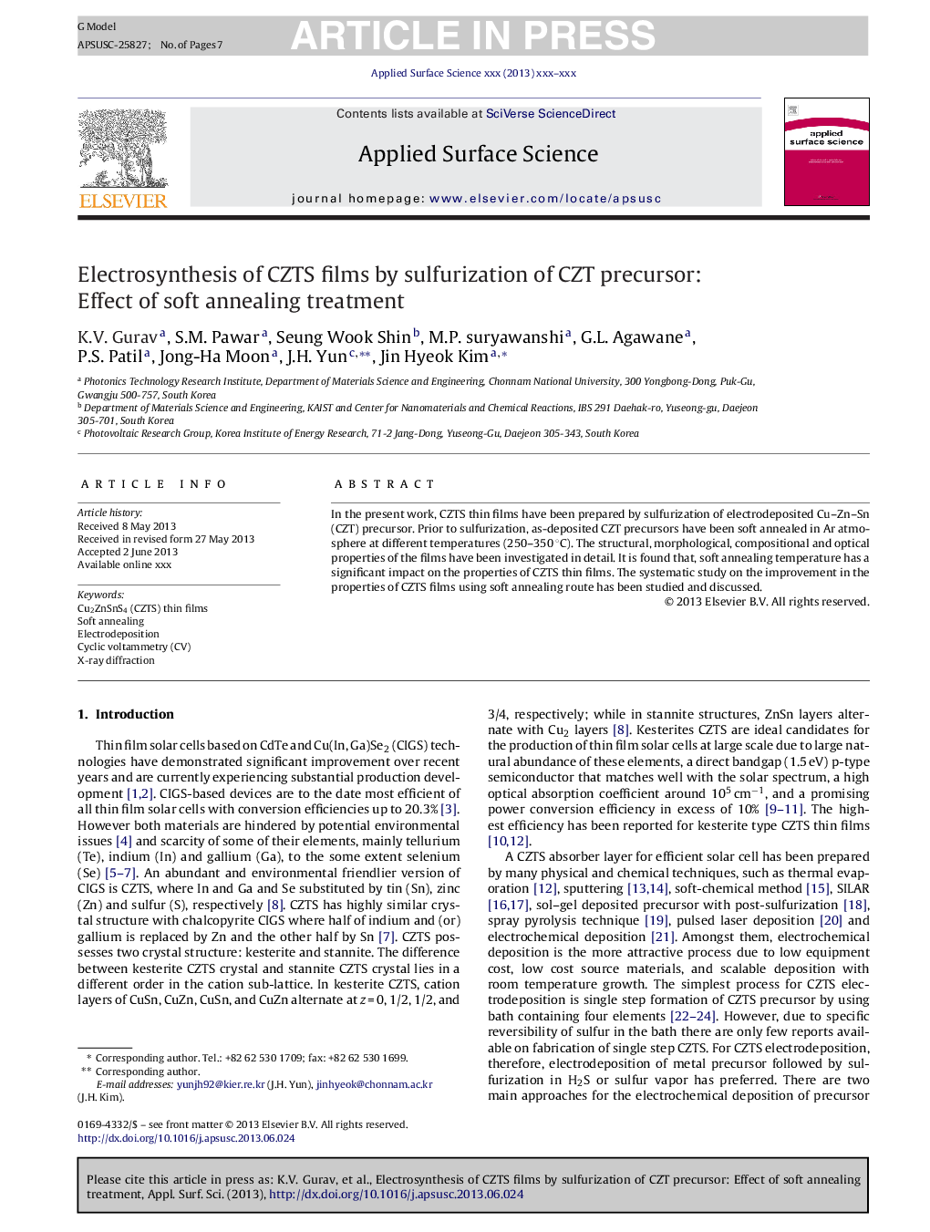 Electrosynthesis of CZTS films by sulfurization of CZT precursor: Effect of soft annealing treatment