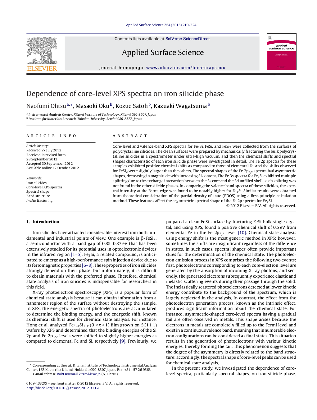 Dependence of core-level XPS spectra on iron silicide phase