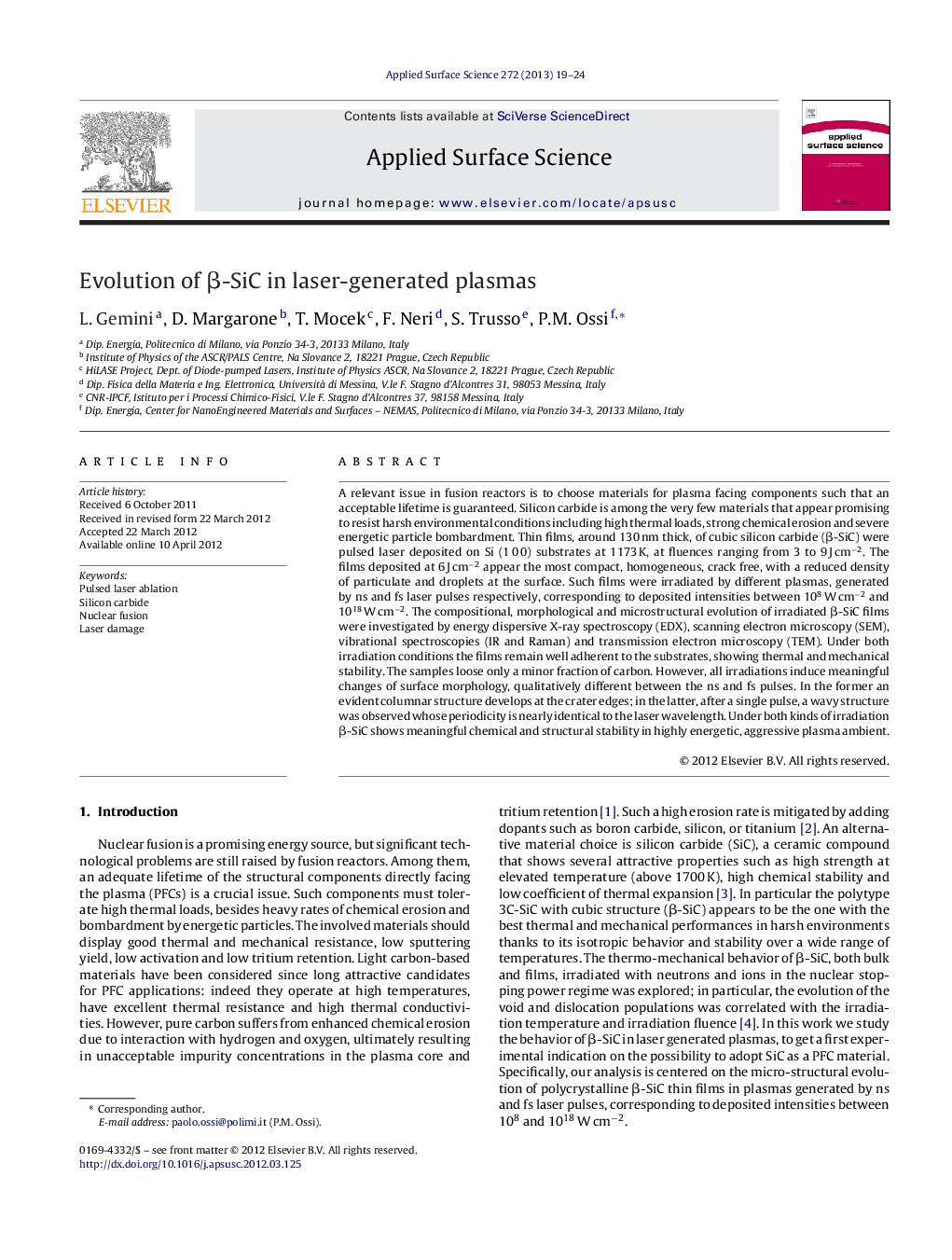 Evolution of Î²-SiC in laser-generated plasmas