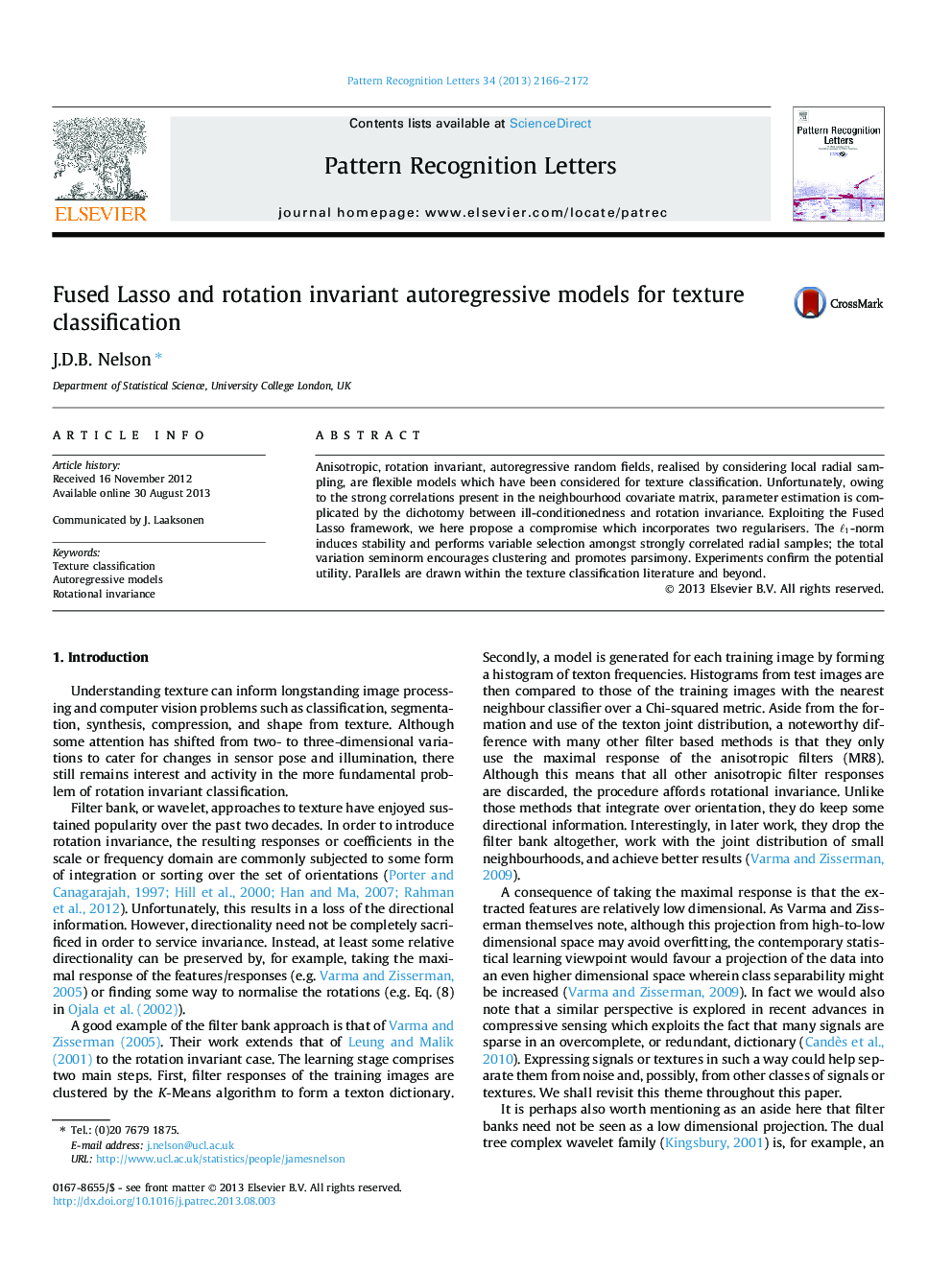 Fused Lasso and rotation invariant autoregressive models for texture classification