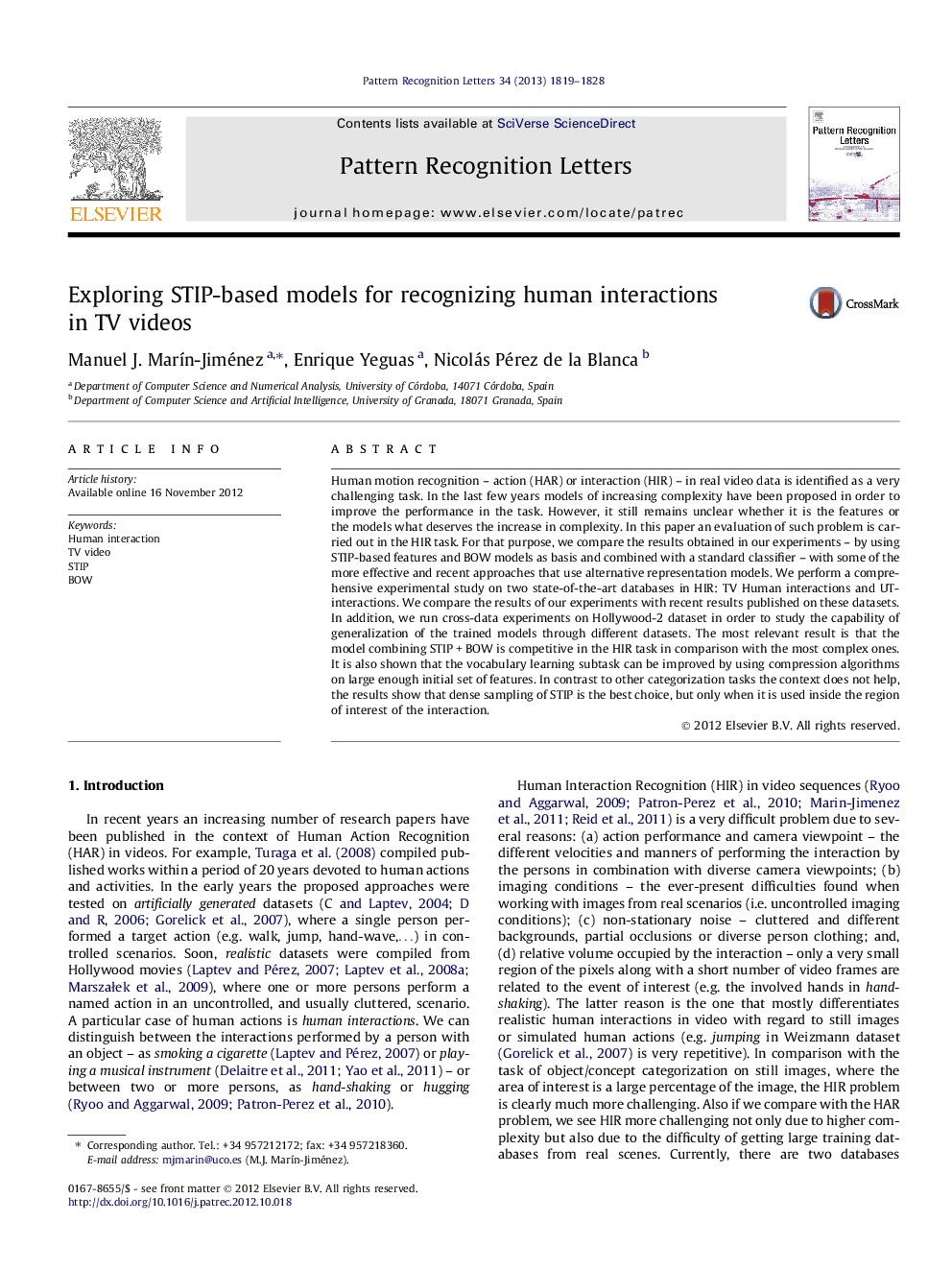 Exploring STIP-based models for recognizing human interactions in TV videos