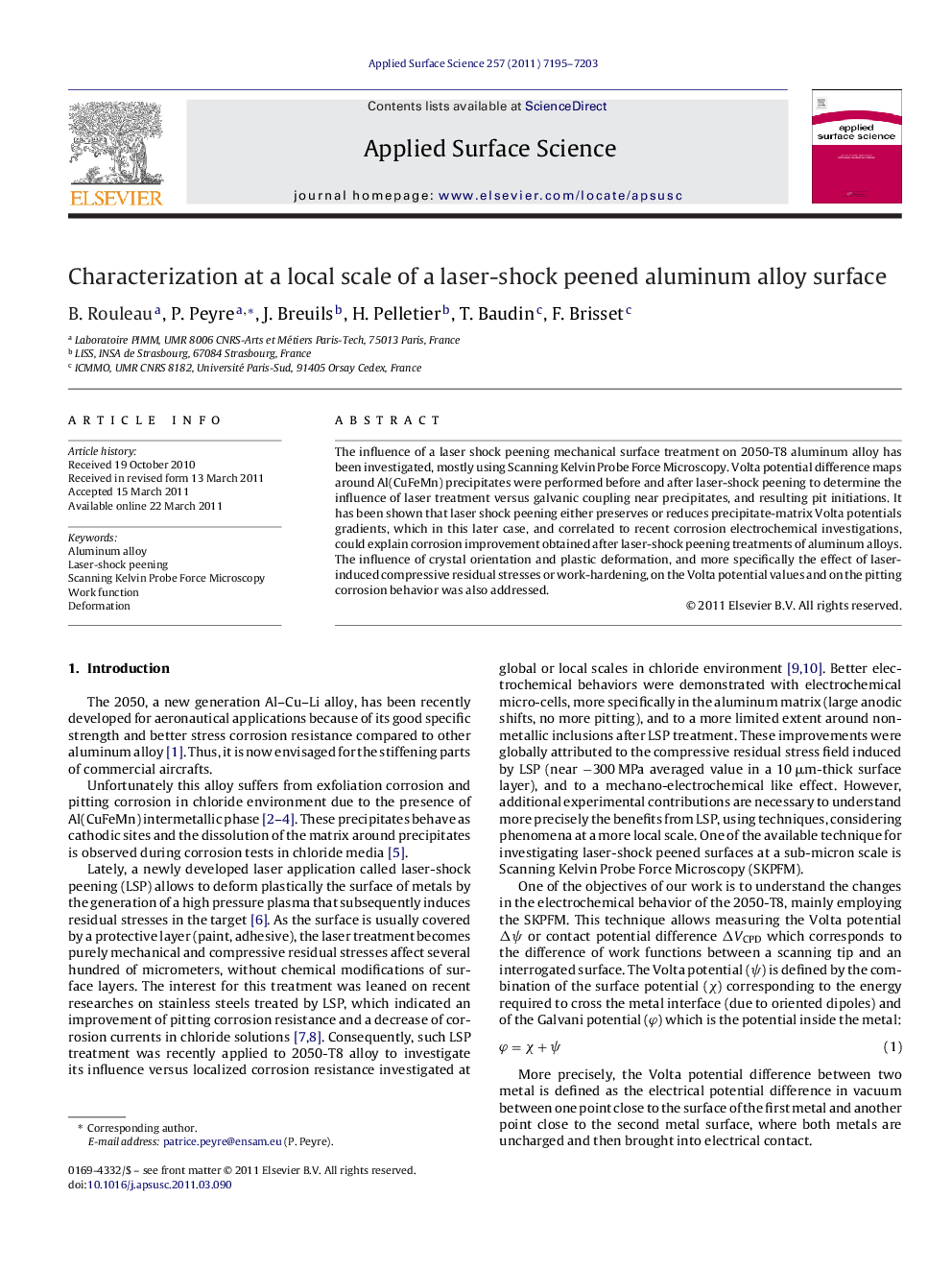 Characterization at a local scale of a laser-shock peened aluminum alloy surface