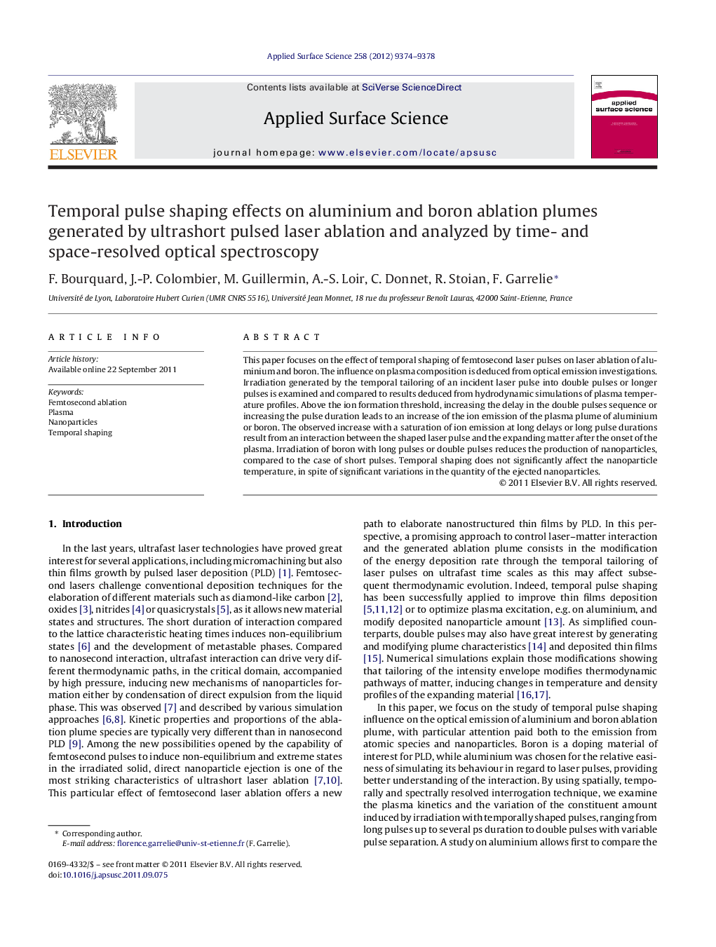 Temporal pulse shaping effects on aluminium and boron ablation plumes generated by ultrashort pulsed laser ablation and analyzed by time- and space-resolved optical spectroscopy