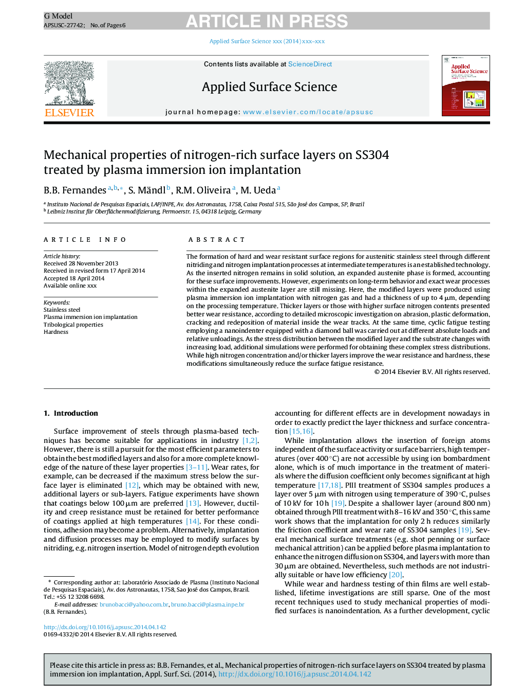 Mechanical properties of nitrogen-rich surface layers on SS304 treated by plasma immersion ion implantation