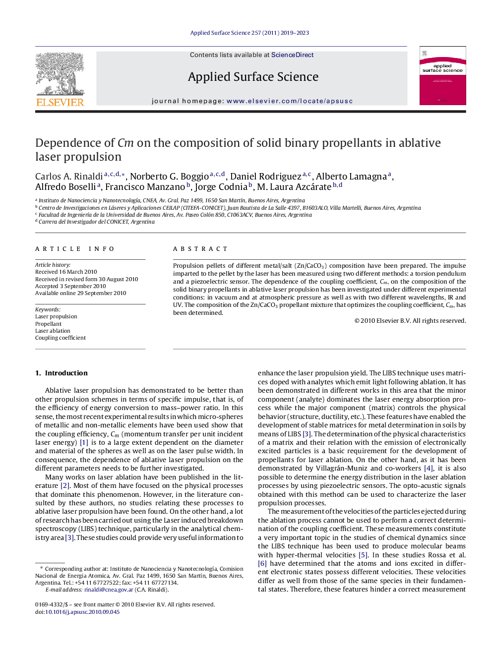 Dependence of Cm on the composition of solid binary propellants in ablative laser propulsion