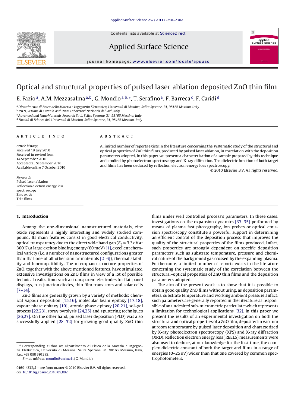 Optical and structural properties of pulsed laser ablation deposited ZnO thin film