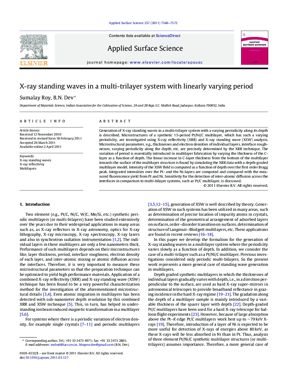 X-ray standing waves in a multi-trilayer system with linearly varying period