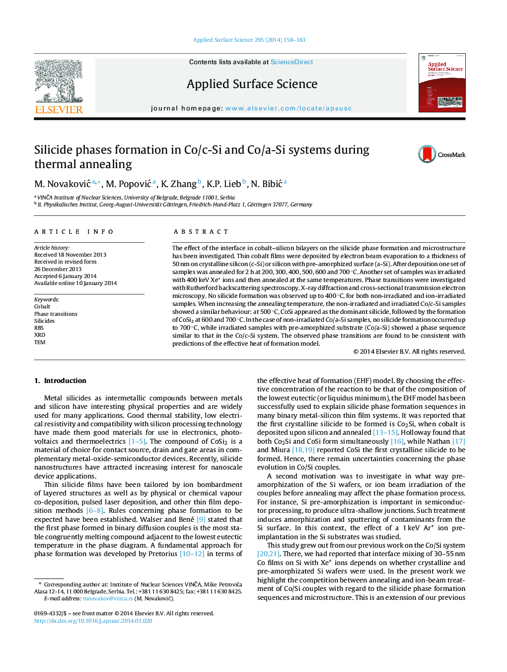 Silicide phases formation in Co/c-Si and Co/a-Si systems during thermal annealing