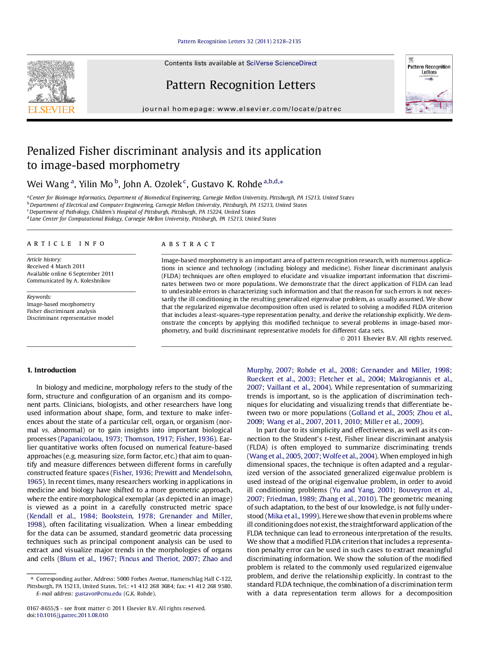 Penalized Fisher discriminant analysis and its application to image-based morphometry