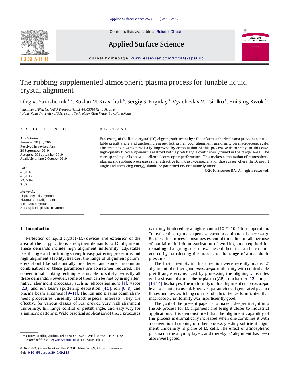 The rubbing supplemented atmospheric plasma process for tunable liquid crystal alignment