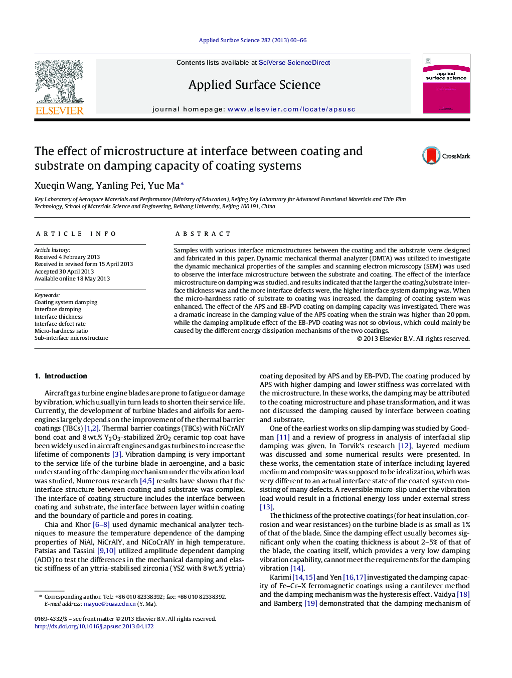 The effect of microstructure at interface between coating and substrate on damping capacity of coating systems