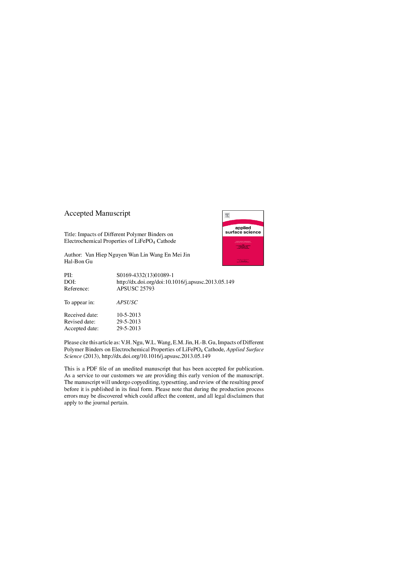 Impacts of different polymer binders on electrochemical properties of LiFePO4 cathode