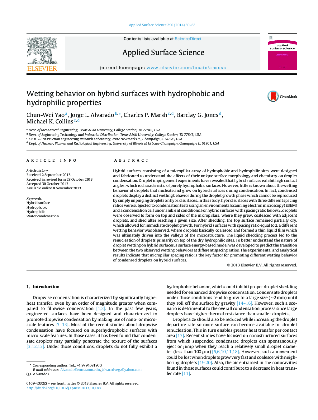 Wetting behavior on hybrid surfaces with hydrophobic and hydrophilic properties