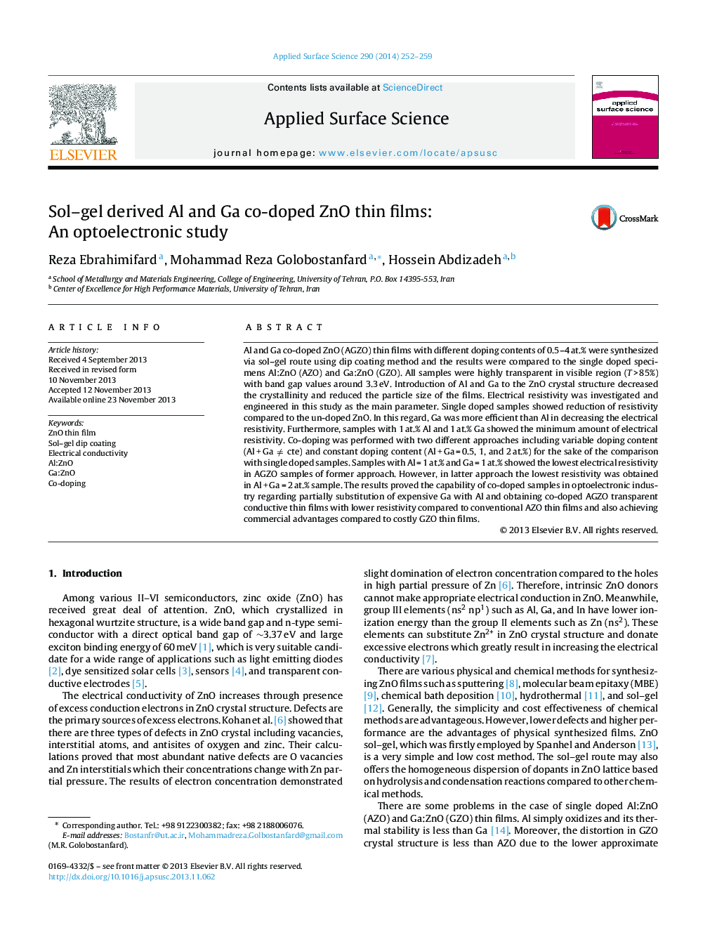 Sol-gel derived Al and Ga co-doped ZnO thin films: An optoelectronic study