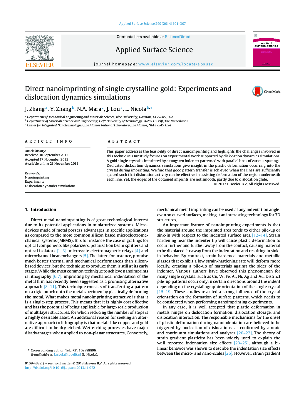 Direct nanoimprinting of single crystalline gold: Experiments and dislocation dynamics simulations