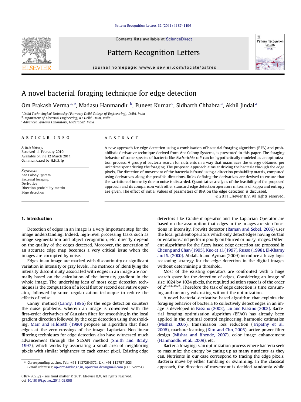 A novel bacterial foraging technique for edge detection