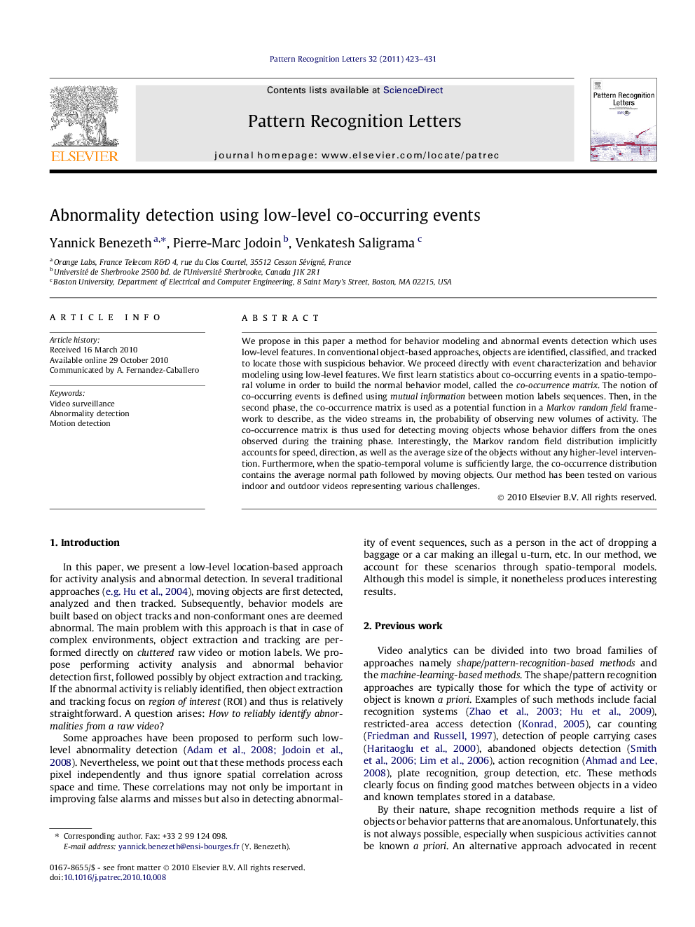 Abnormality detection using low-level co-occurring events