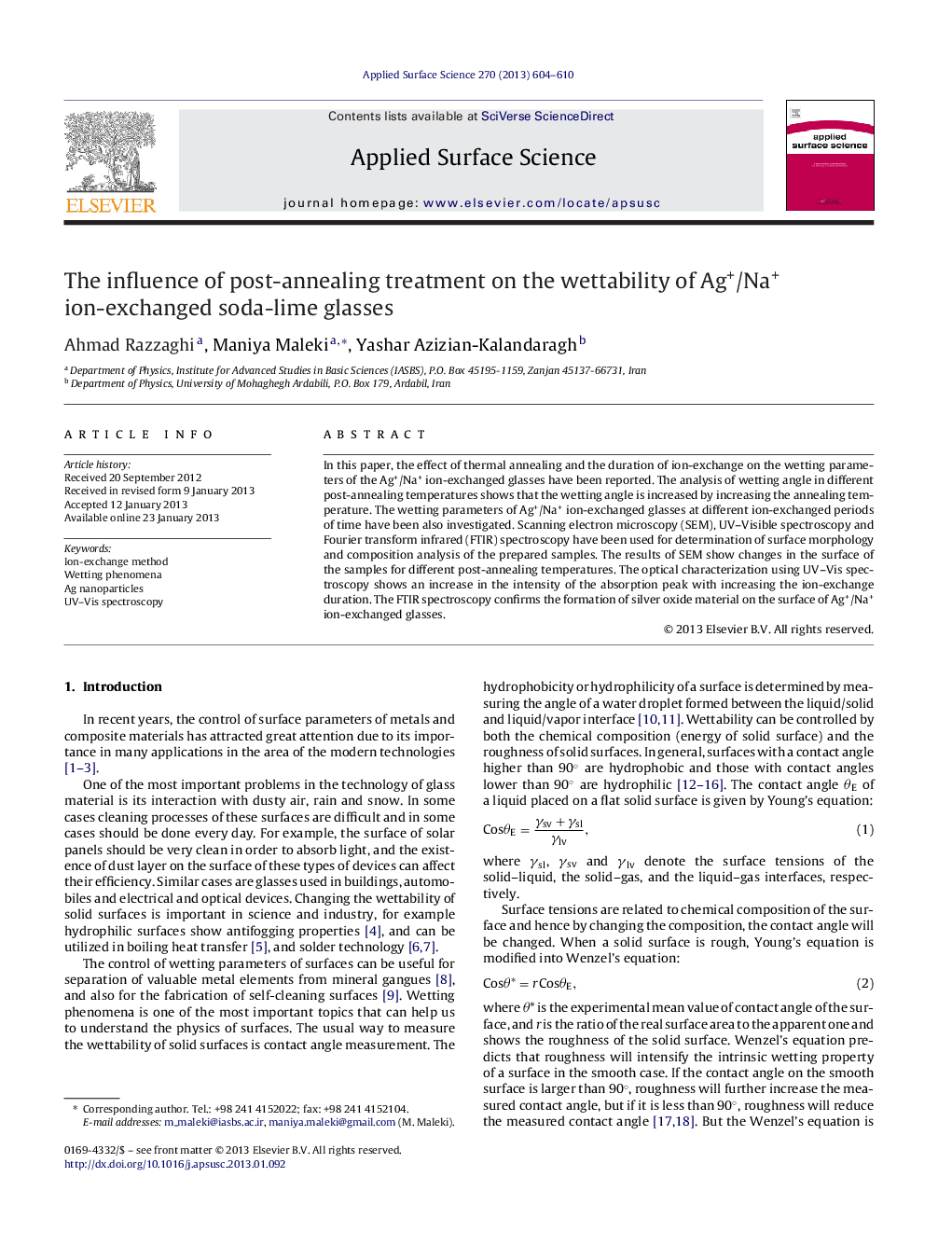 The influence of post-annealing treatment on the wettability of Ag+/Na+ ion-exchanged soda-lime glasses