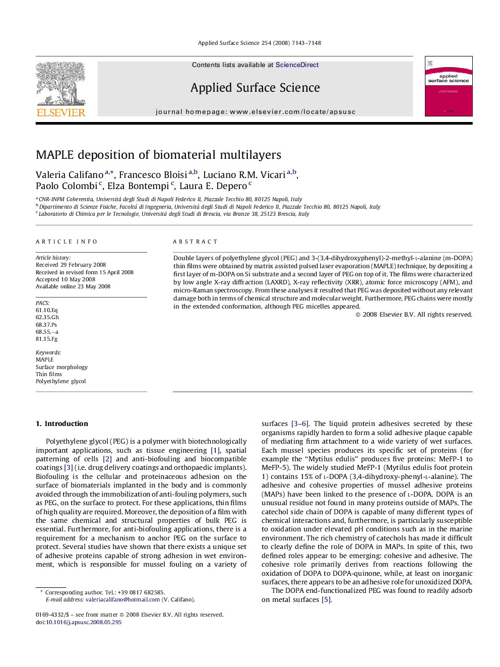 MAPLE deposition of biomaterial multilayers